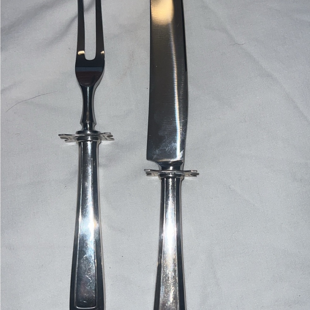 Wallace Sterling Handled Carving Set with Rest in the Pattern Concord, 1928